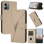 For Motorola Moto G14 Triangle Pattern Buckle Clasp Leather Phone Case(Gold)