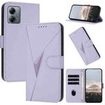 For Motorola Moto G14 Triangle Pattern Buckle Clasp Leather Phone Case(Light Purple)