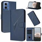 For Motorola Moto G34 Triangle Pattern Buckle Clasp Leather Phone Case(Royal Blue)