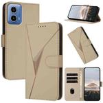 For Motorola Moto G34 Triangle Pattern Buckle Clasp Leather Phone Case(Gold)