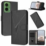 For Motorola Moto G35 Triangle Pattern Buckle Clasp Leather Phone Case(Black)