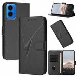 For Motorola Moto G45 Triangle Pattern Buckle Clasp Leather Phone Case(Black)