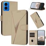 For Motorola Moto G45 Triangle Pattern Buckle Clasp Leather Phone Case(Gold)