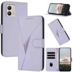 For Motorola Moto G53 Triangle Pattern Buckle Clasp Leather Phone Case(Light Purple)