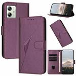 For Motorola Moto G54 5G Global / EU Triangle Pattern Buckle Clasp Leather Phone Case(Dark Purple)