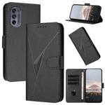 For Motorola Moto G62 5G Triangle Pattern Buckle Clasp Leather Phone Case(Black)