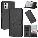 For Motorola Moto G73 Triangle Pattern Buckle Clasp Leather Phone Case(Black)