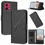 For Motorola Moto G84 5G Triangle Pattern Buckle Clasp Leather Phone Case(Black)