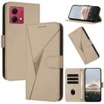 For Motorola Moto G84 5G Triangle Pattern Buckle Clasp Leather Phone Case(Gold)