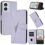 For Motorola Edge 50 Fusion Triangle Pattern Buckle Clasp Leather Phone Case(Light Purple)