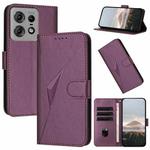 For Motorola Edge 50 Pro Triangle Pattern Buckle Clasp Leather Phone Case(Dark Purple)