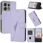 For Motorola Edge 50 Pro Triangle Pattern Buckle Clasp Leather Phone Case(Light Purple)