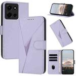 For Motorola Moto G 2025 Triangle Pattern Buckle Clasp Leather Phone Case(Light Purple)