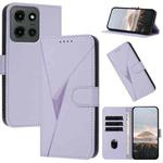 For Motorola Moto G Stylus 5G 2025 Triangle Pattern Buckle Clasp Leather Phone Case(Light Purple)