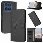 For Motorola Edge 60 Triangle Pattern Buckle Clasp Leather Phone Case(Black)