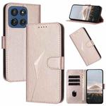 For Motorola Edge 60 Triangle Pattern Buckle Clasp Leather Phone Case(Rose Gold)