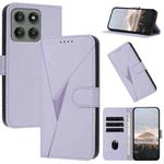 For Motorola Edge 60 Pro Triangle Pattern Buckle Clasp Leather Phone Case(Light Purple)