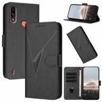 For Motorola Moto E7 Power Triangle Pattern Buckle Clasp Leather Phone Case(Black)