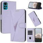 For Motorola Moto G22 Triangle Pattern Buckle Clasp Leather Phone Case(Light Purple)