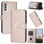 For Motorola Moto G52 Triangle Pattern Buckle Clasp Leather Phone Case(Rose Gold)