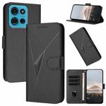 For Motorola Moto G75 5G Triangle Pattern Buckle Clasp Leather Phone Case(Black)