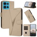 For Motorola Moto G75 5G Triangle Pattern Buckle Clasp Leather Phone Case(Gold)
