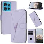 For Motorola Moto G75 5G Triangle Pattern Buckle Clasp Leather Phone Case(Light Purple)