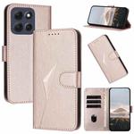 For Motorola Moto G86 5G Triangle Pattern Buckle Clasp Leather Phone Case(Rose Gold)