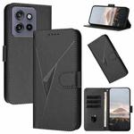 For Motorola Edge 50 Neo Triangle Pattern Buckle Clasp Leather Phone Case(Black)