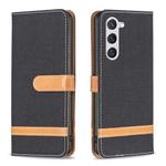 For Samsung Galaxy S25 5G Color Block Denim Texture Leather Phone Case(Black)