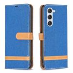 For Samsung Galaxy S25 5G Color Block Denim Texture Leather Phone Case(Royal Blue)