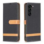 For Samsung Galaxy S25+ 5G Color Block Denim Texture Leather Phone Case(Black)