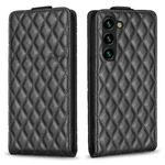 For Samsung Galaxy S25 5G Diamond Lattice Vertical Flip Leather Phone Case(Black)