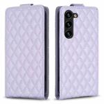 For Samsung Galaxy S25 5G Diamond Lattice Vertical Flip Leather Phone Case(Purple)
