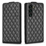 For Samsung Galaxy S25+ 5G Diamond Lattice Vertical Flip Leather Phone Case(Black)
