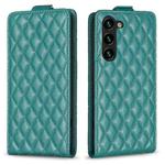 For Samsung Galaxy S25+ 5G Diamond Lattice Vertical Flip Leather Phone Case(Green)