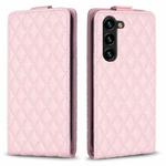For Samsung Galaxy S25+ 5G Diamond Lattice Vertical Flip Leather Phone Case(Pink)