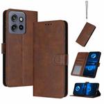 For Motorola Edge 50 Neo Solid Calf Texture Flip Leather Phone Case(Brown)