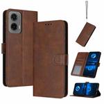 For Motorola Moto G35 Solid Calf Texture Flip Leather Phone Case(Brown)