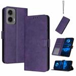 For Motorola Moto G35 Solid Calf Texture Flip Leather Phone Case(Purple)