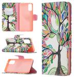 For OPPO Reno4 5G Colored Drawing Pattern Horizontal Flip Leather Case with Holder & Card Slots & Wallet(Life Tree)