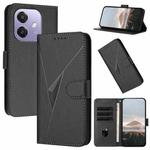 For OPPO A3x Global Triangle Pattern Buckle Clasp Leather Phone Case(Black)