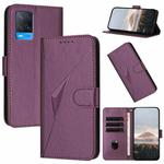 For OPPO A54 4G Triangle Pattern Buckle Clasp Leather Phone Case(Dark Purple)