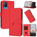 For OPPO A54 4G Triangle Pattern Buckle Clasp Leather Phone Case(Red)