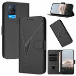 For OPPO A54 4G Triangle Pattern Buckle Clasp Leather Phone Case(Black)