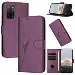 For OPPO A55 5G Triangle Pattern Buckle Clasp Leather Phone Case(Dark Purple)