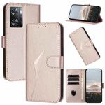 For OPPO A57 4G Triangle Pattern Buckle Clasp Leather Phone Case(Rose Gold)