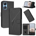 For OPPO A58 4G Triangle Pattern Buckle Clasp Leather Phone Case(Black)