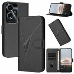 For OPPO A59 5G Triangle Pattern Buckle Clasp Leather Phone Case(Black)