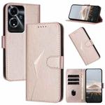 For OPPO A59 5G Triangle Pattern Buckle Clasp Leather Phone Case(Rose Gold)